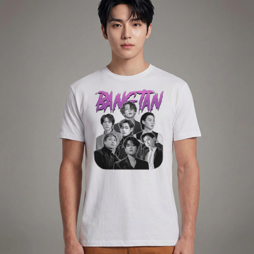 Camiseta Básica BTS Army Vintage - Branca