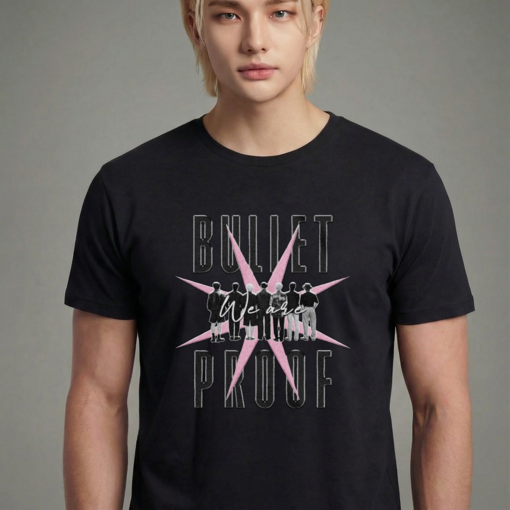 Camiseta camiseta-basica-bts-bullet-proof - Preta