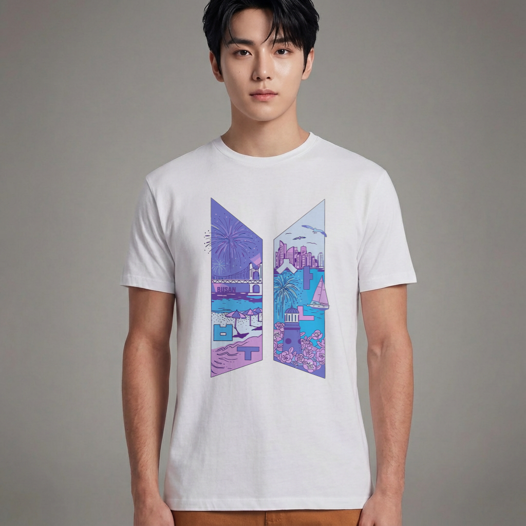 Camiseta Básica BTS Busan - Branca