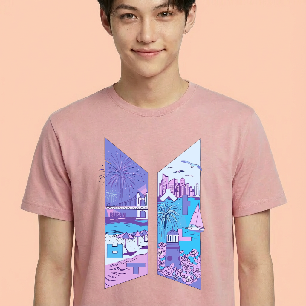 Camiseta camiseta-basica-bts-busan - Rosa