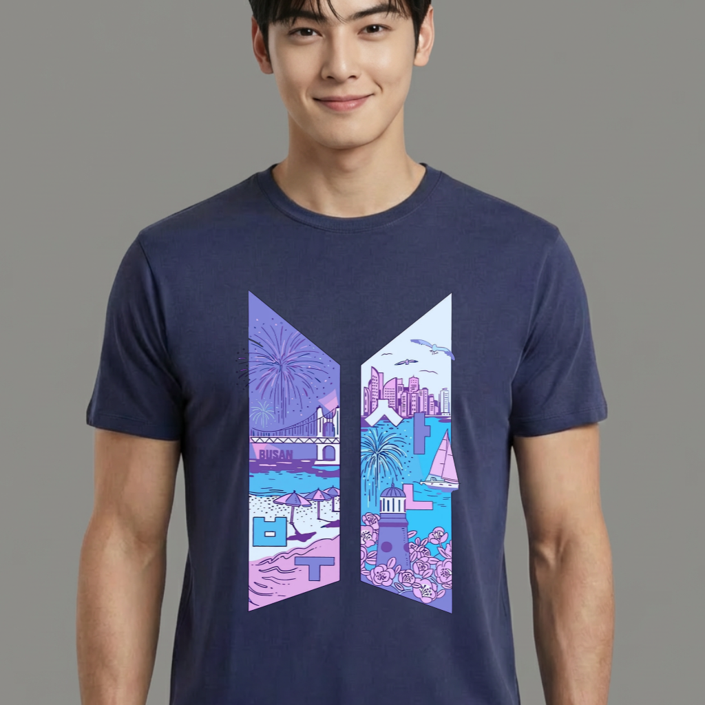 Camiseta camiseta-basica-bts-busan - Azul