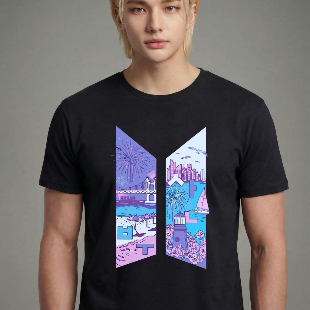 Camiseta camiseta-basica-bts-busan - Preta