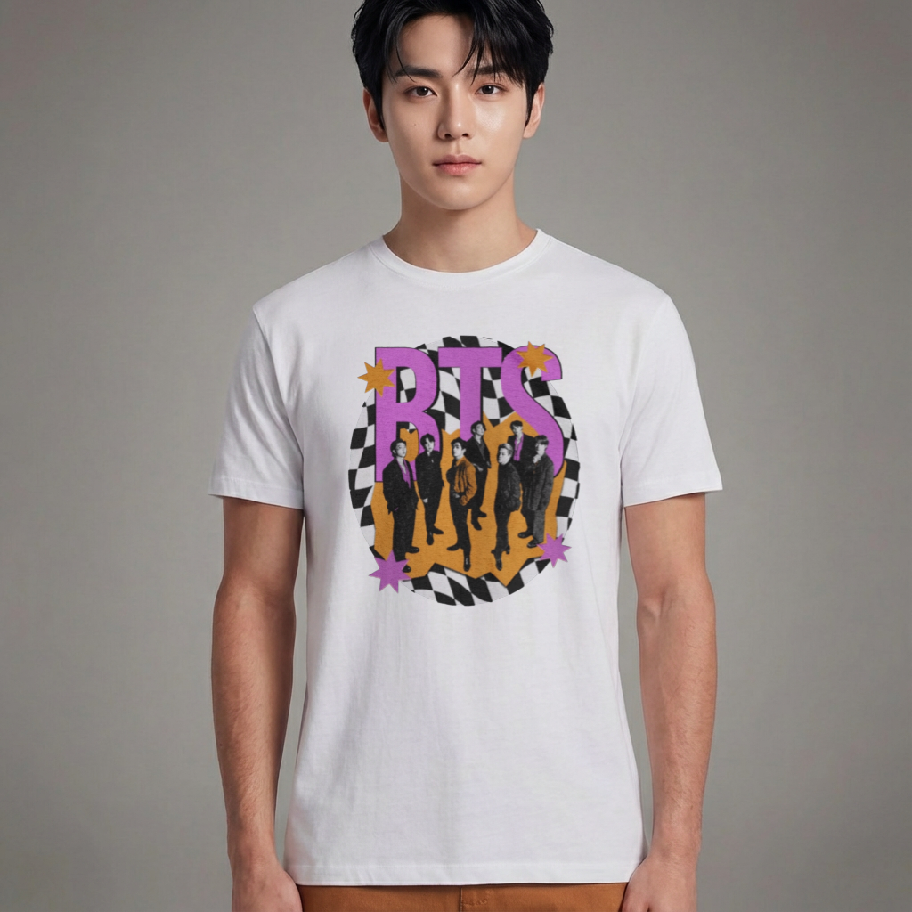 Camiseta Básica BTS Colorfull - Branca