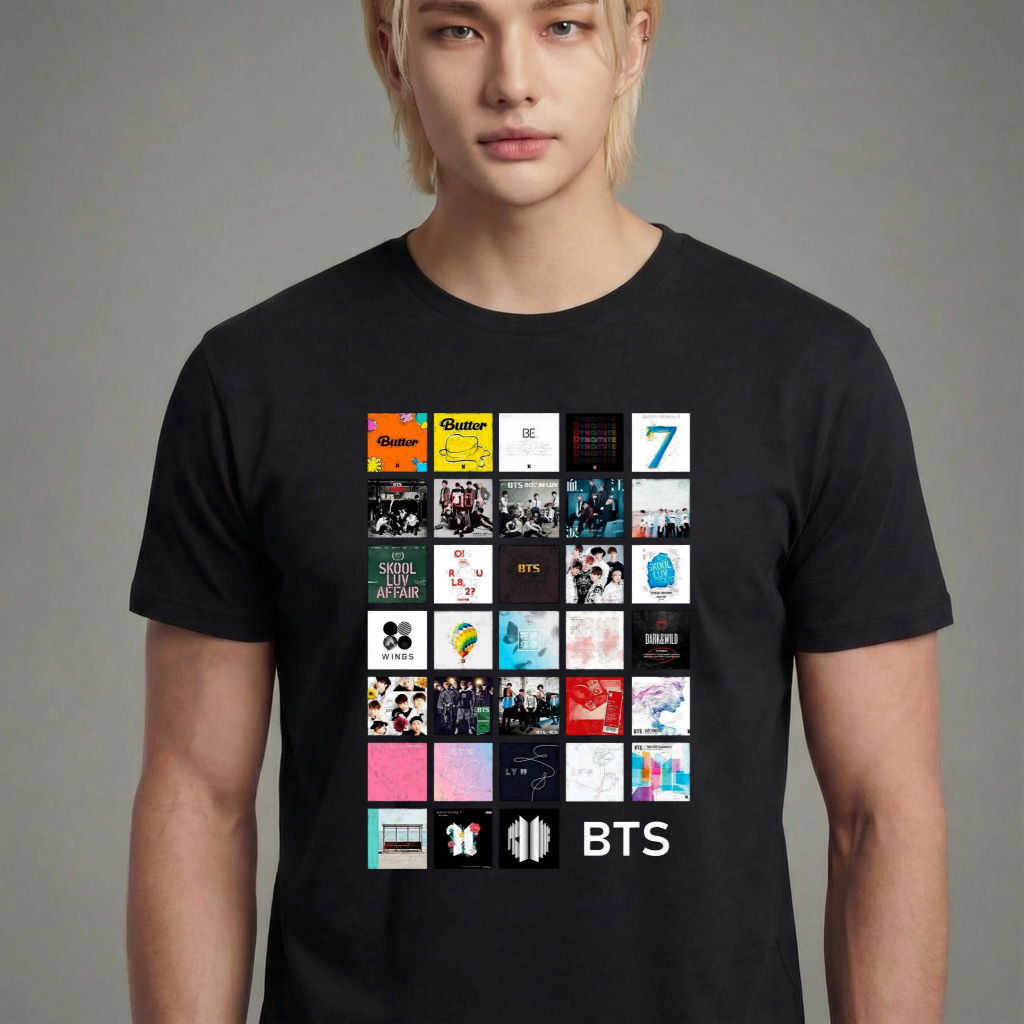 Camiseta camiseta-basica-bts-discography - Preta