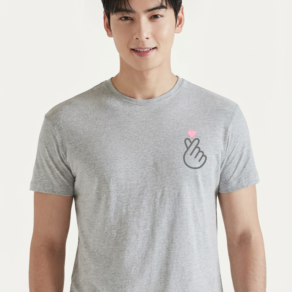 Camiseta camiseta-basica-bts-finger-heart - Cinza