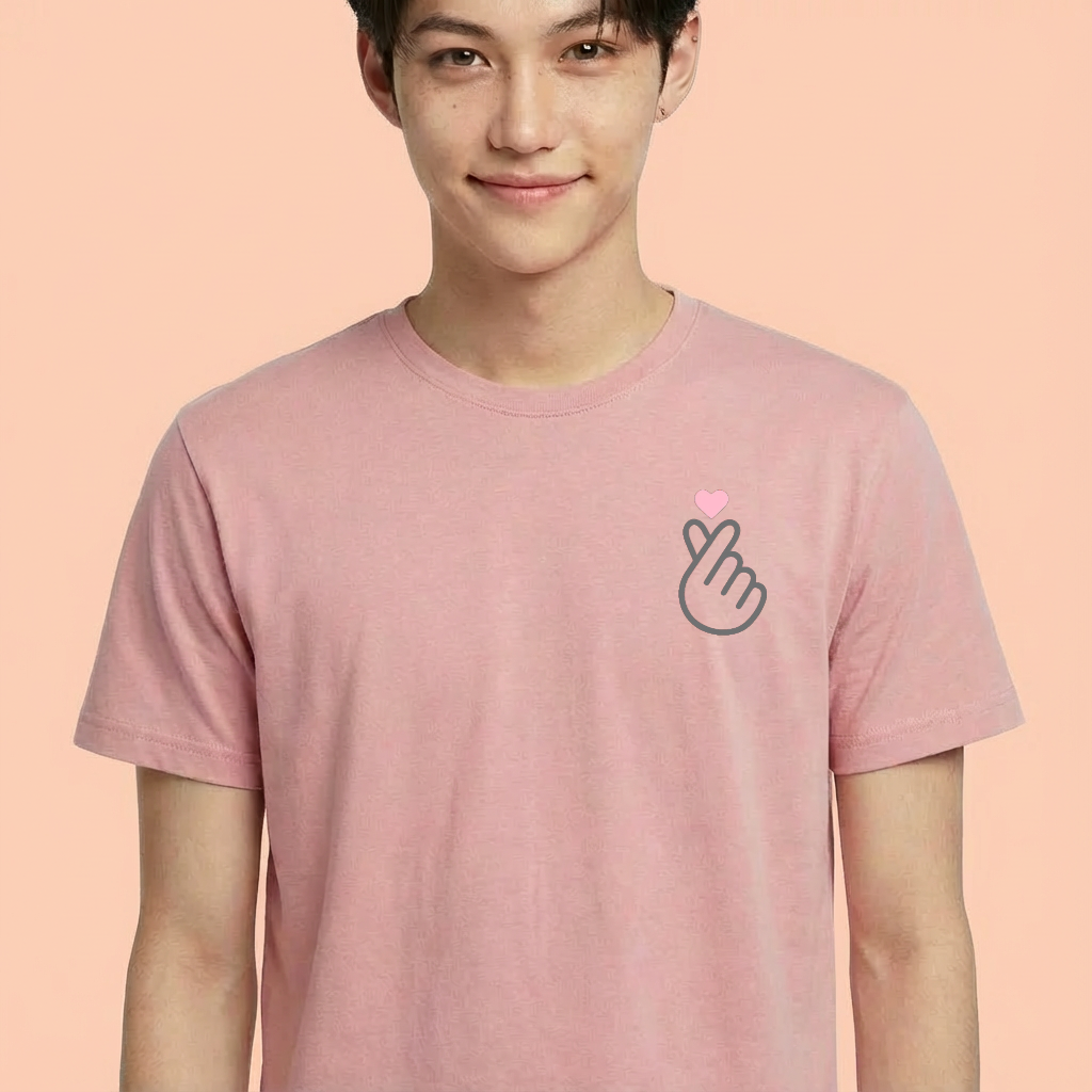 Camiseta BTS Finger Heart rosa