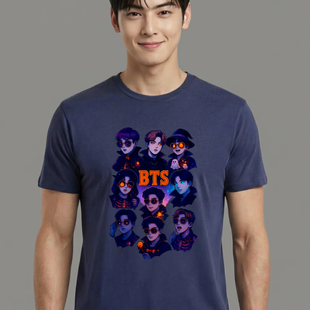Camiseta camiseta-basica-bts-halloween - Azul