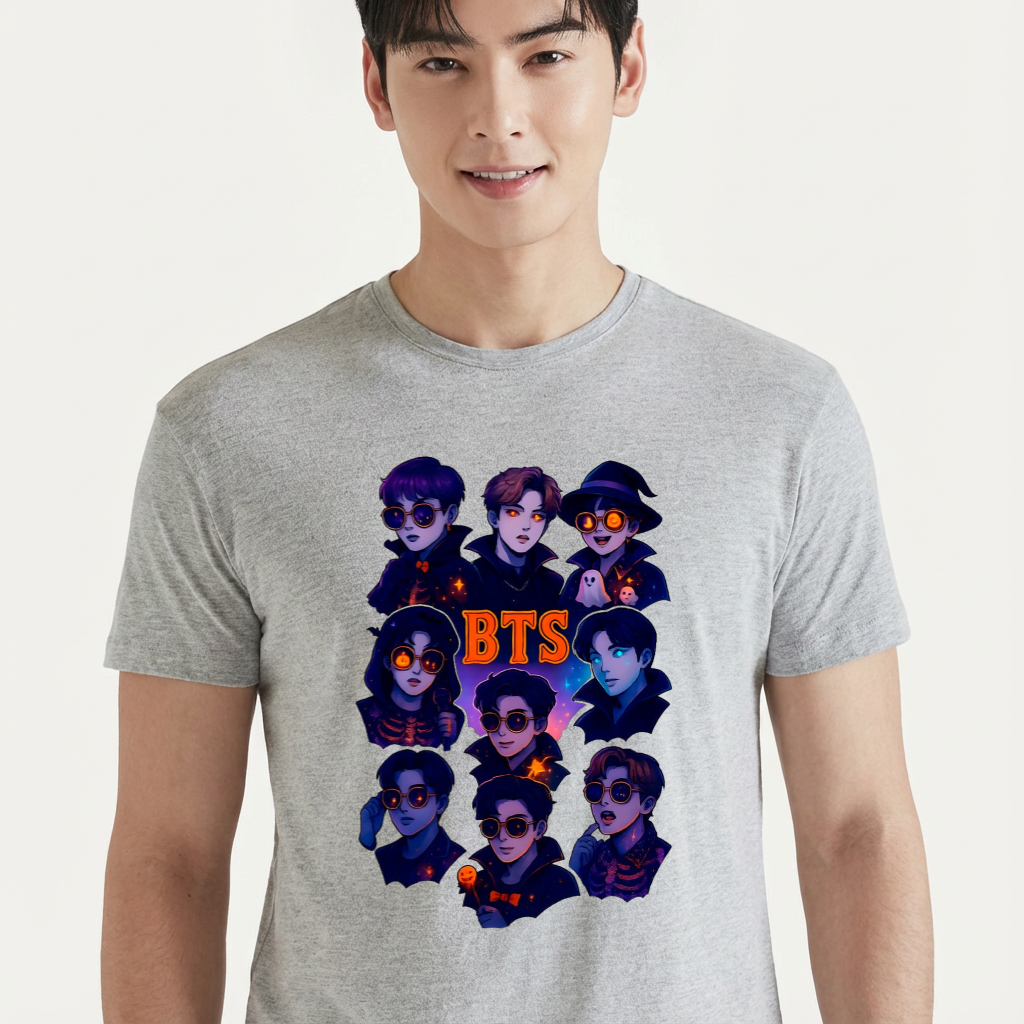 Camiseta camiseta-basica-bts-halloween - Cinza