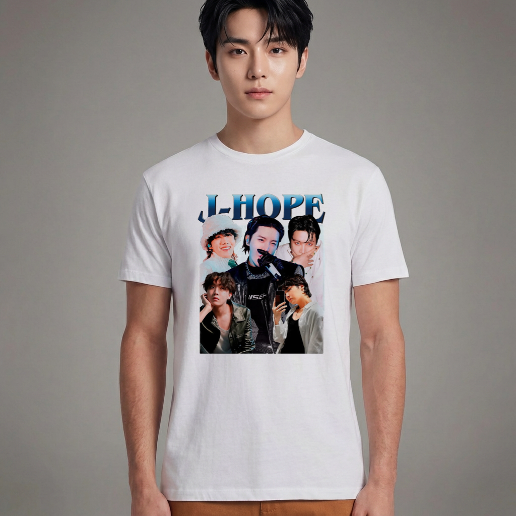 Camiseta Básica BTS J-Hope Graphic - Branca