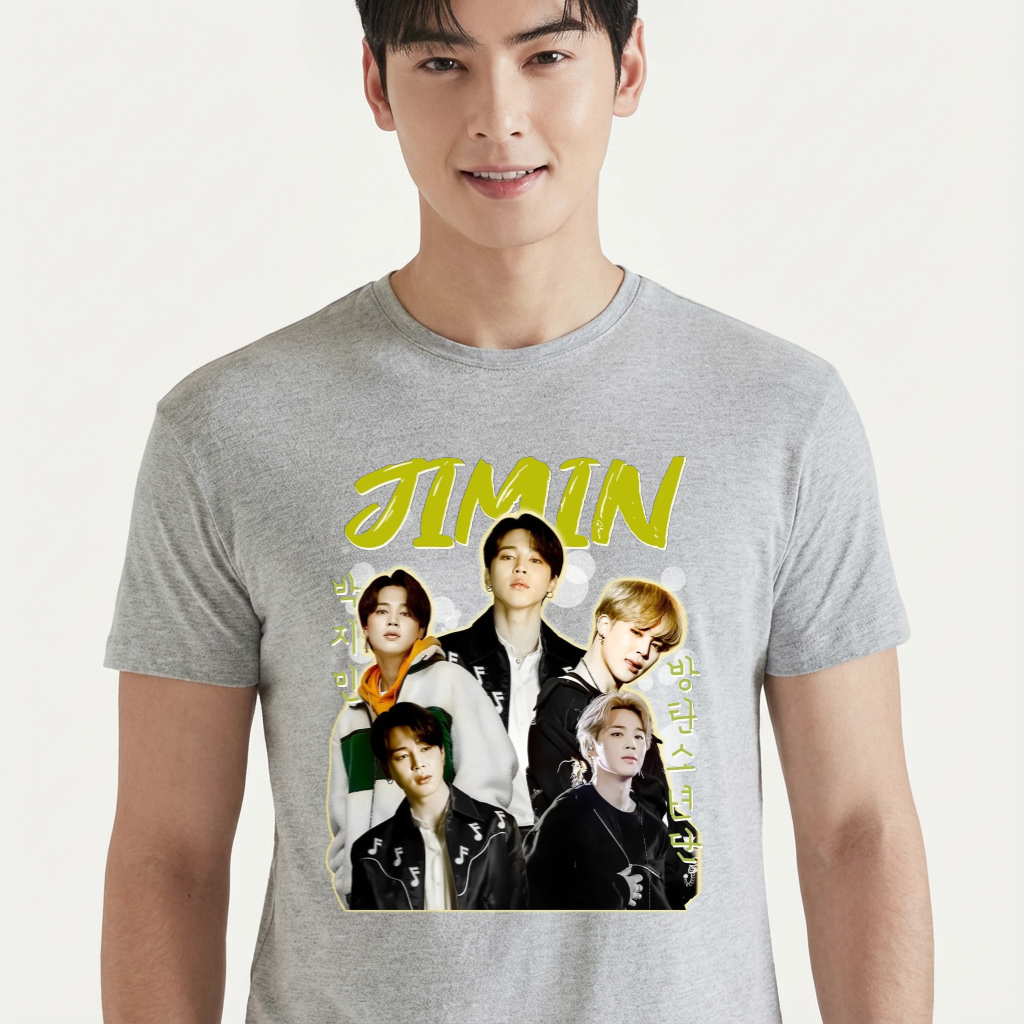 Camiseta camiseta-basica-bts-jimin-collab - Cinza