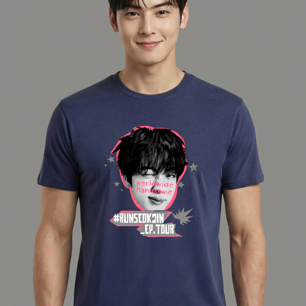 Camiseta BTS Jin #Runseokjin azul