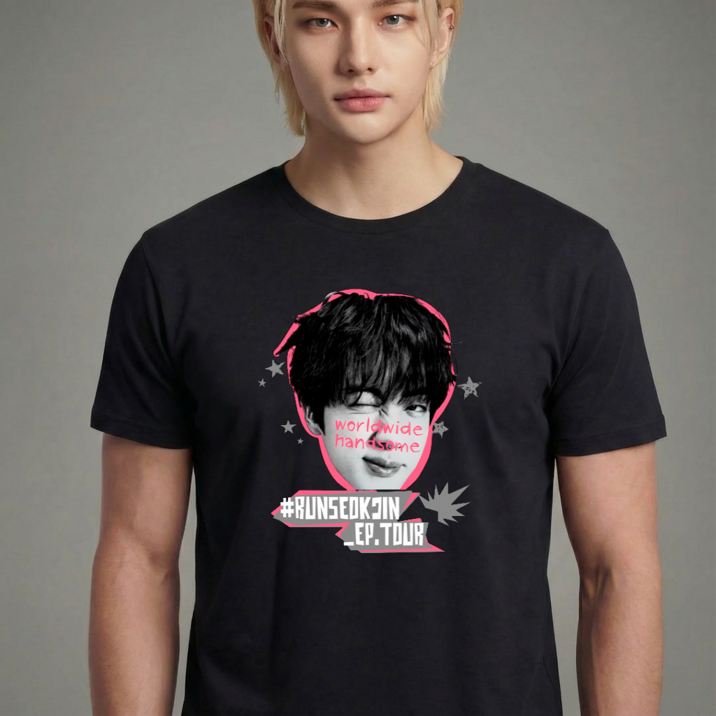 Camiseta camiseta-basica-bts-jin-runseokjin - Preta