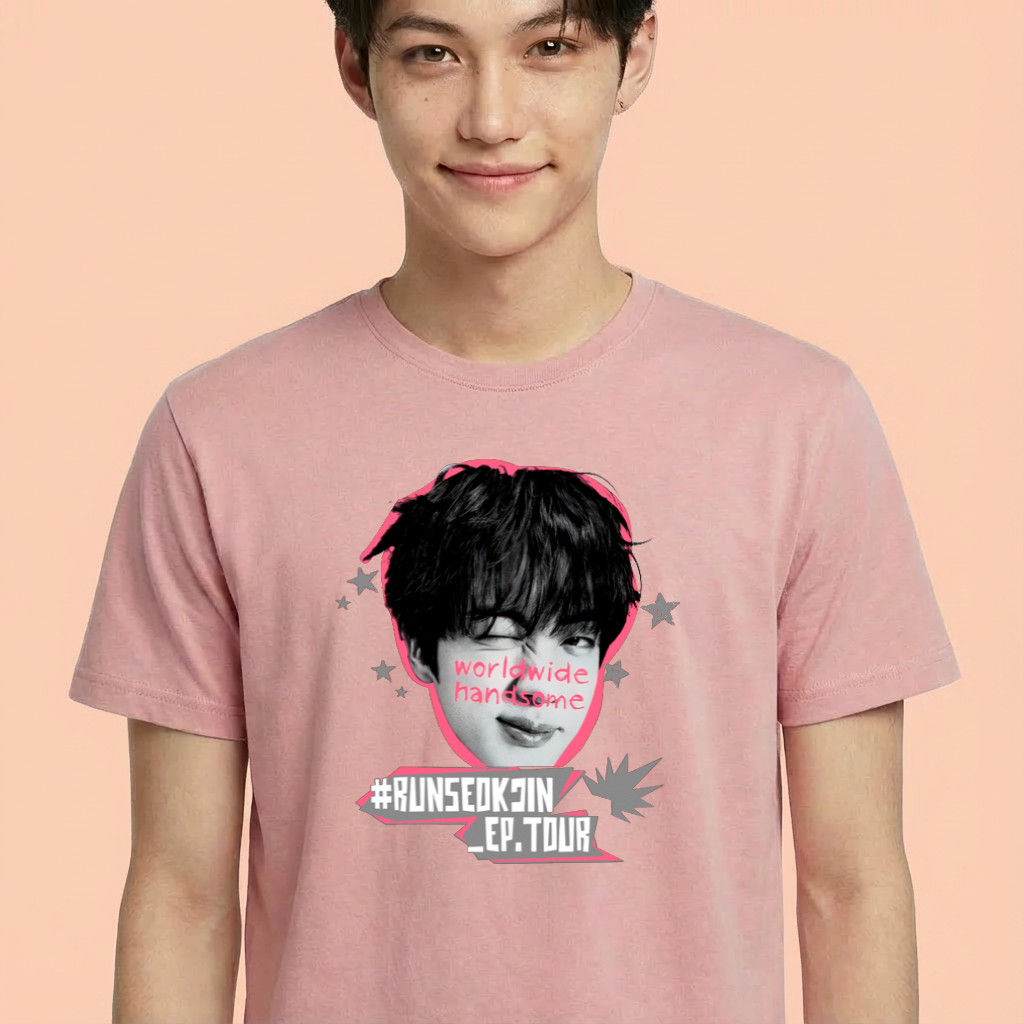 Camiseta camiseta-basica-bts-jin-runseokjin - Rosa