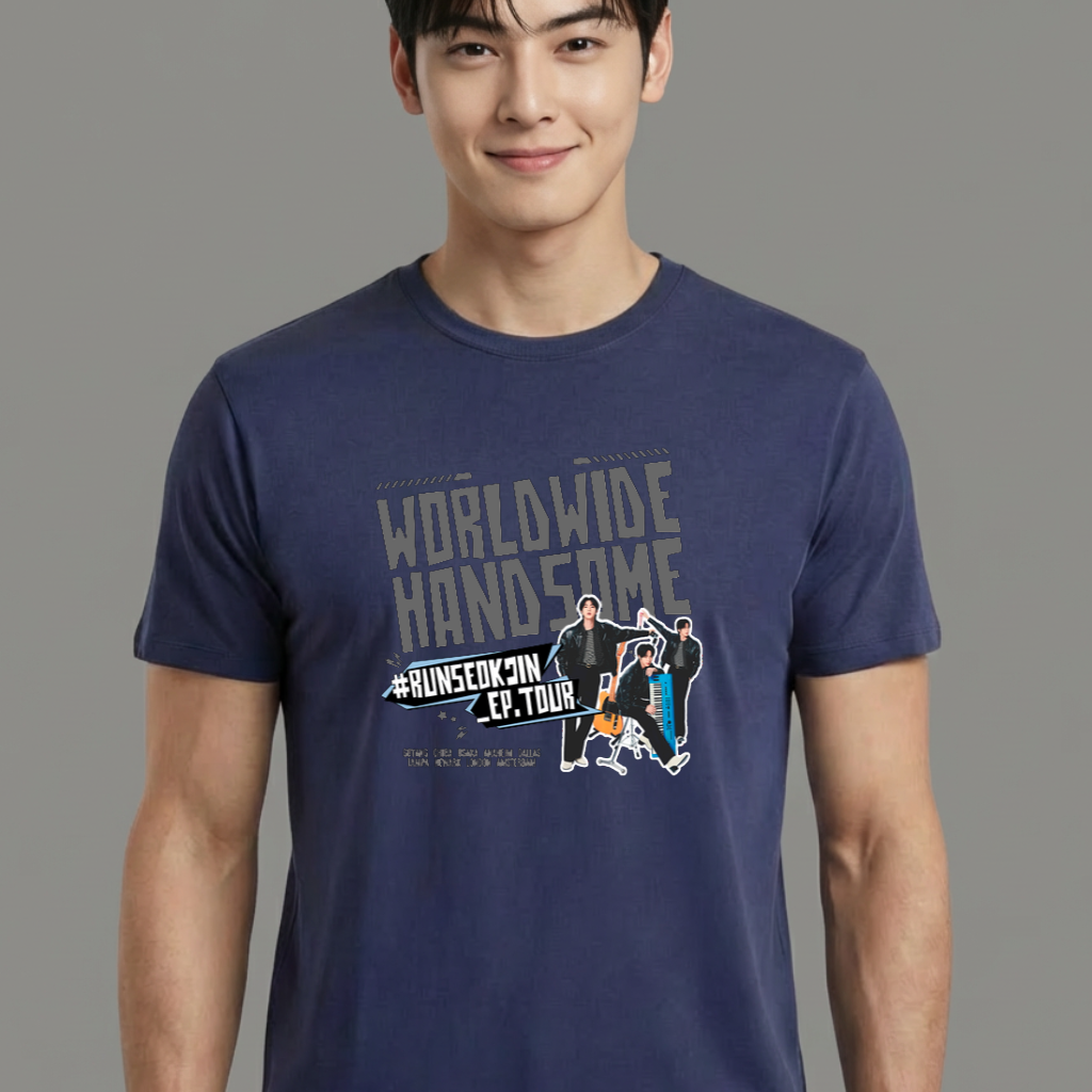 Camiseta camiseta-basica-bts-jin-worldwide-handsome - Azul