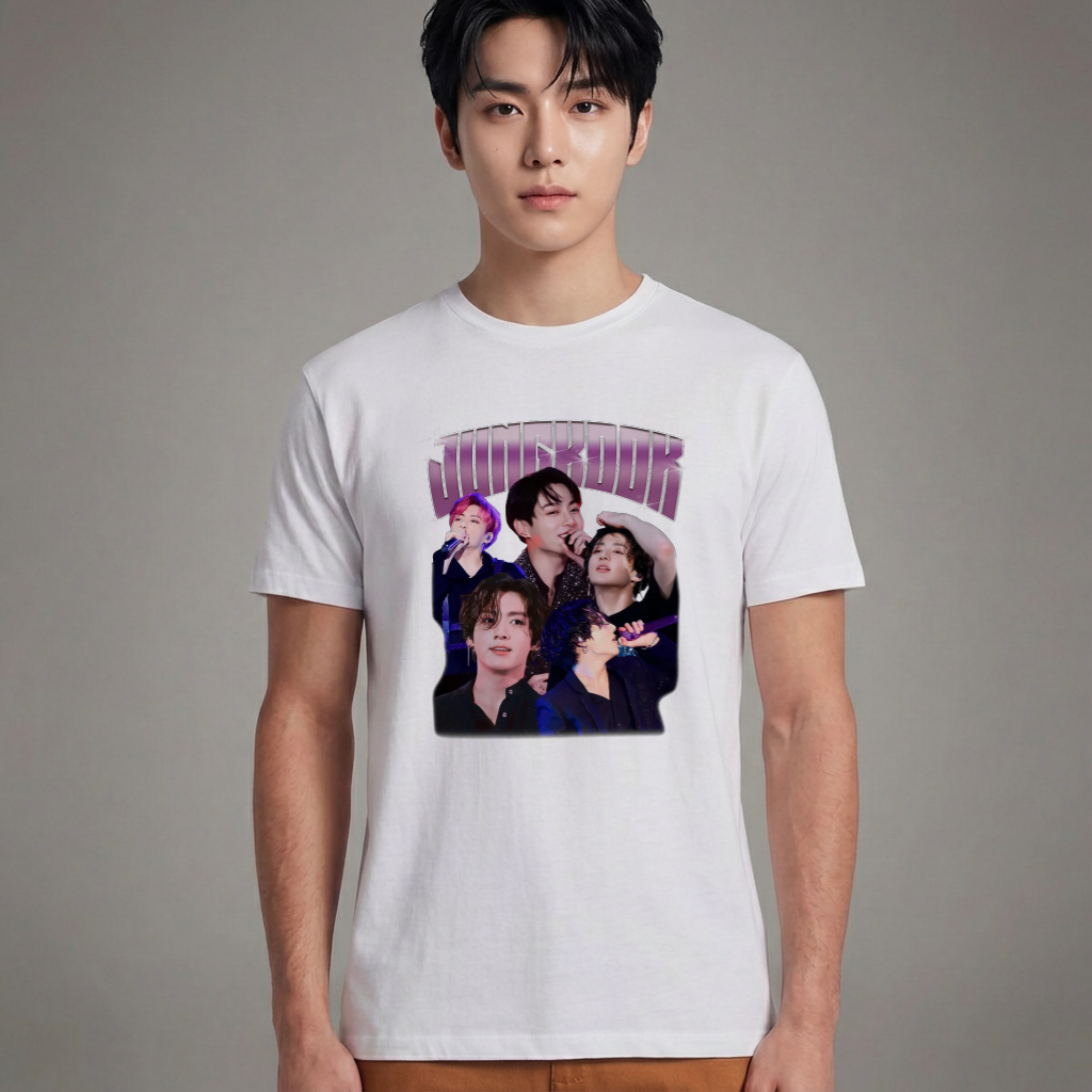 Camiseta Básica BTS JungKook Graphic - Branca