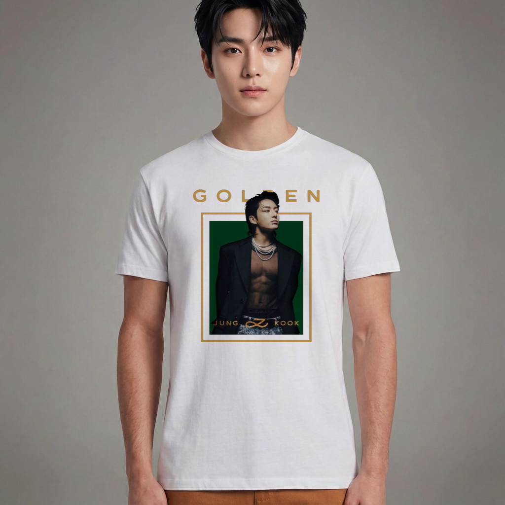 Camiseta Básica BTS Jungkook Kpop Merch - Branca