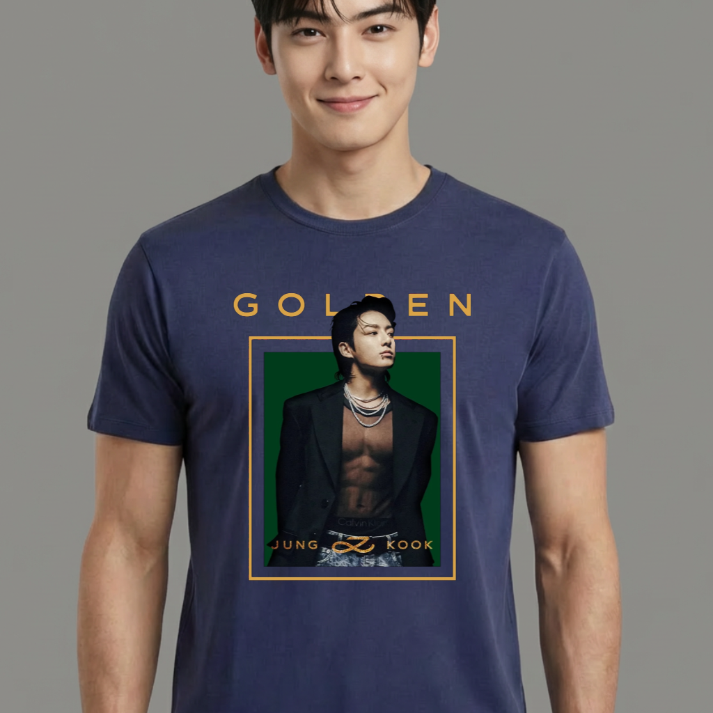 Camiseta BTS Jungkook Kpop Merch azul