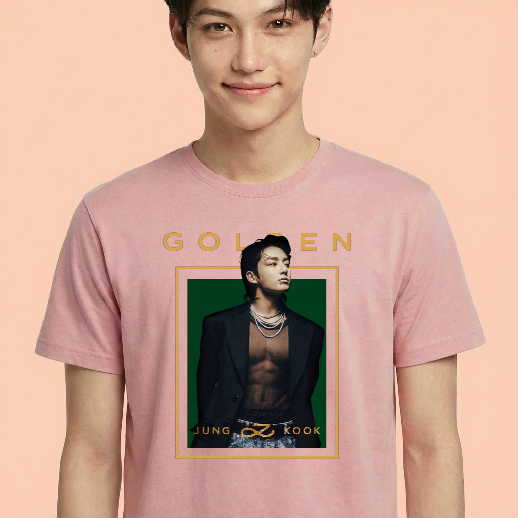 Camiseta BTS Jungkook Kpop Merch rosa