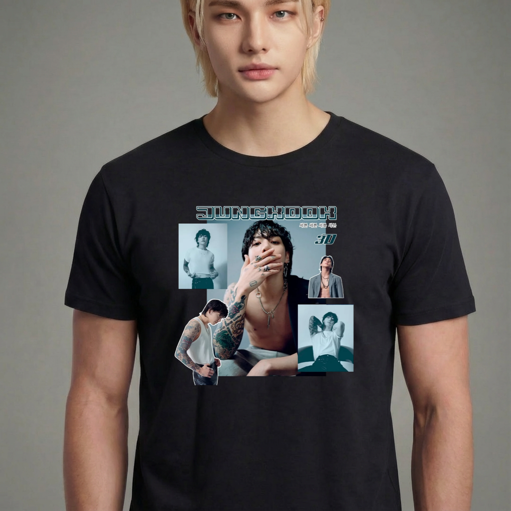 Camiseta camiseta-basica-bts-jungkook-style-graphic - Preta