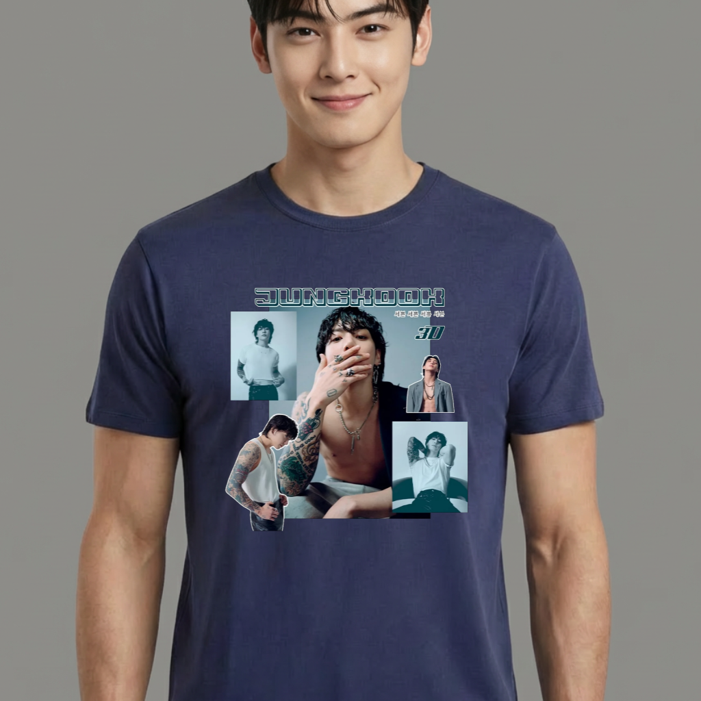 Camiseta camiseta-basica-bts-jungkook-style-graphic - Azul