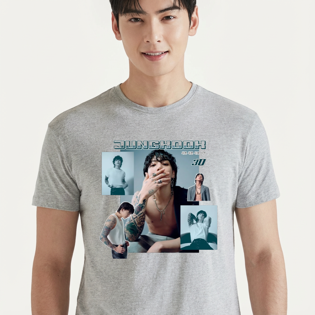 Camiseta camiseta-basica-bts-jungkook-style-graphic - Cinza