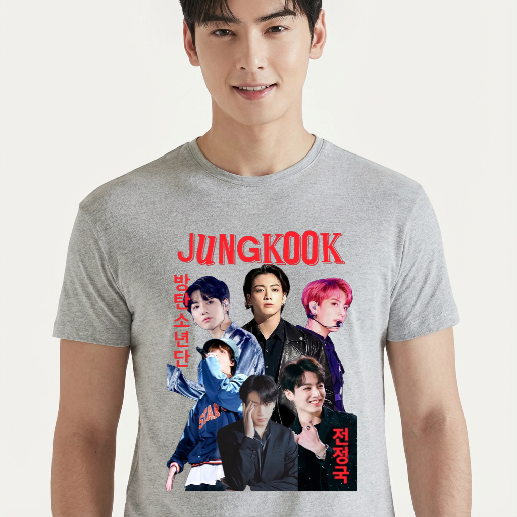 Camiseta camiseta-basica-bts-jungkook - Cinza