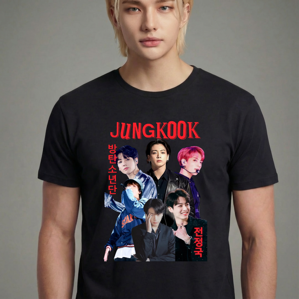 Camiseta camiseta-basica-bts-jungkook - Preta