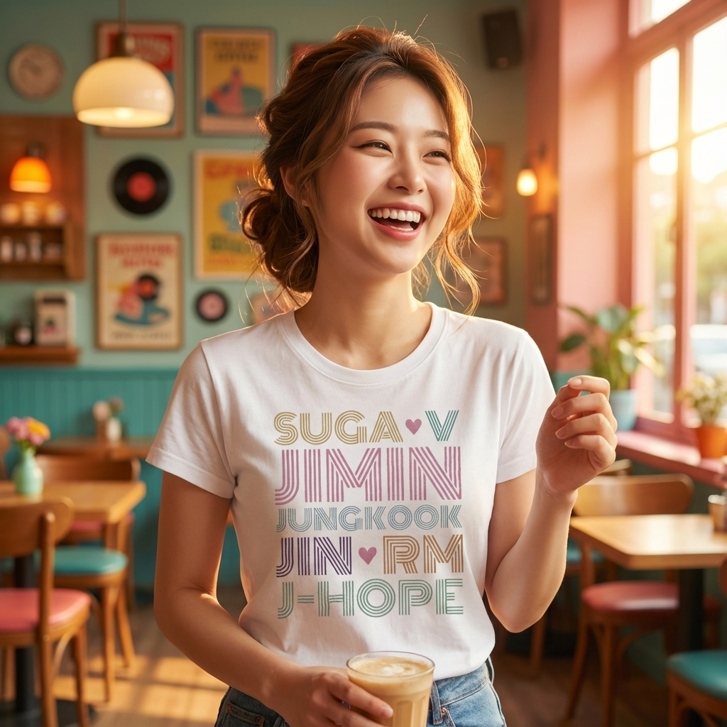 Camiseta Básica BTS K Pop - Branca