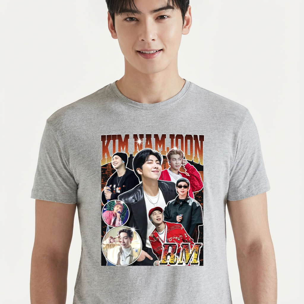 Camiseta camiseta-basica-bts-kim-namjoon-graphic - Cinza