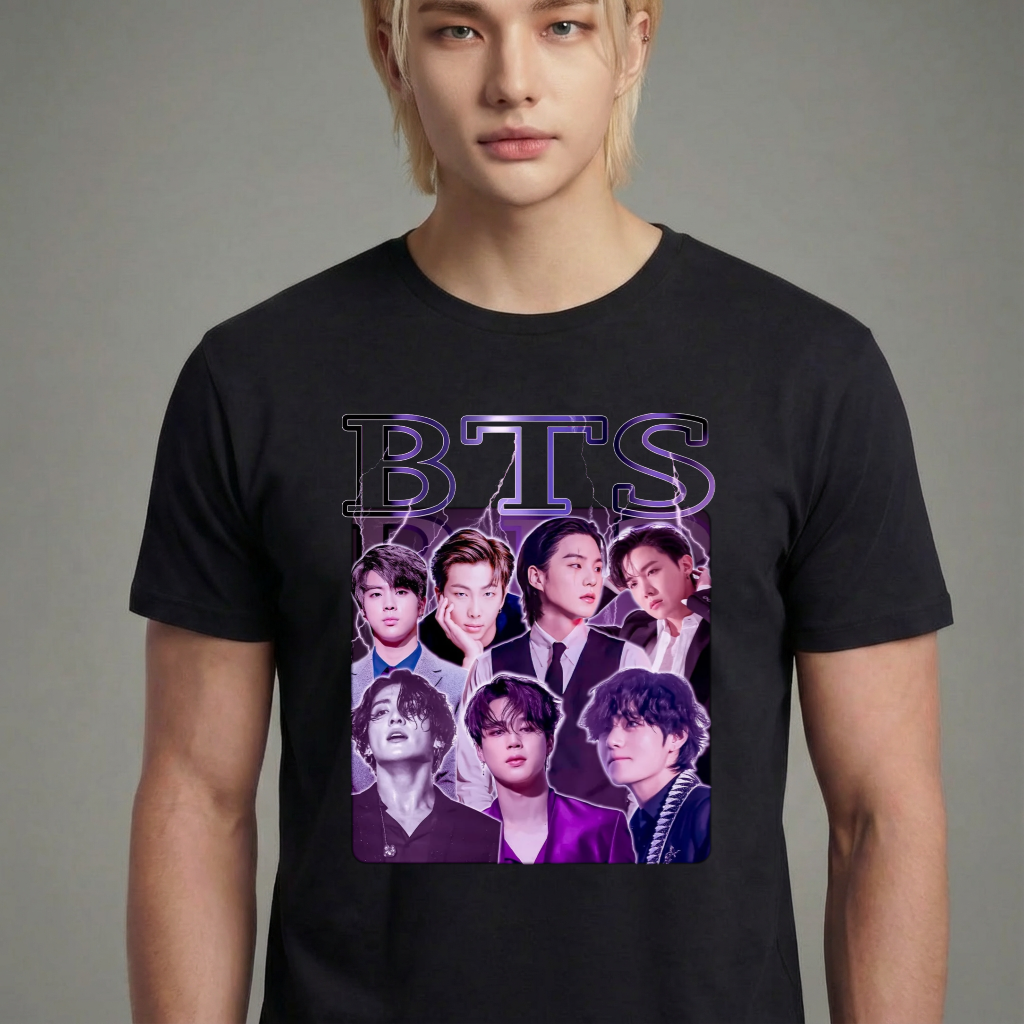 Camiseta camiseta-basica-bts-kpop-merch - Preta