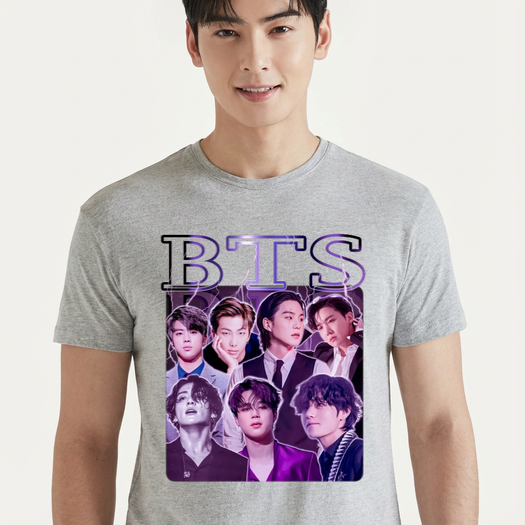 Camiseta BTS Kpop Merch cinza