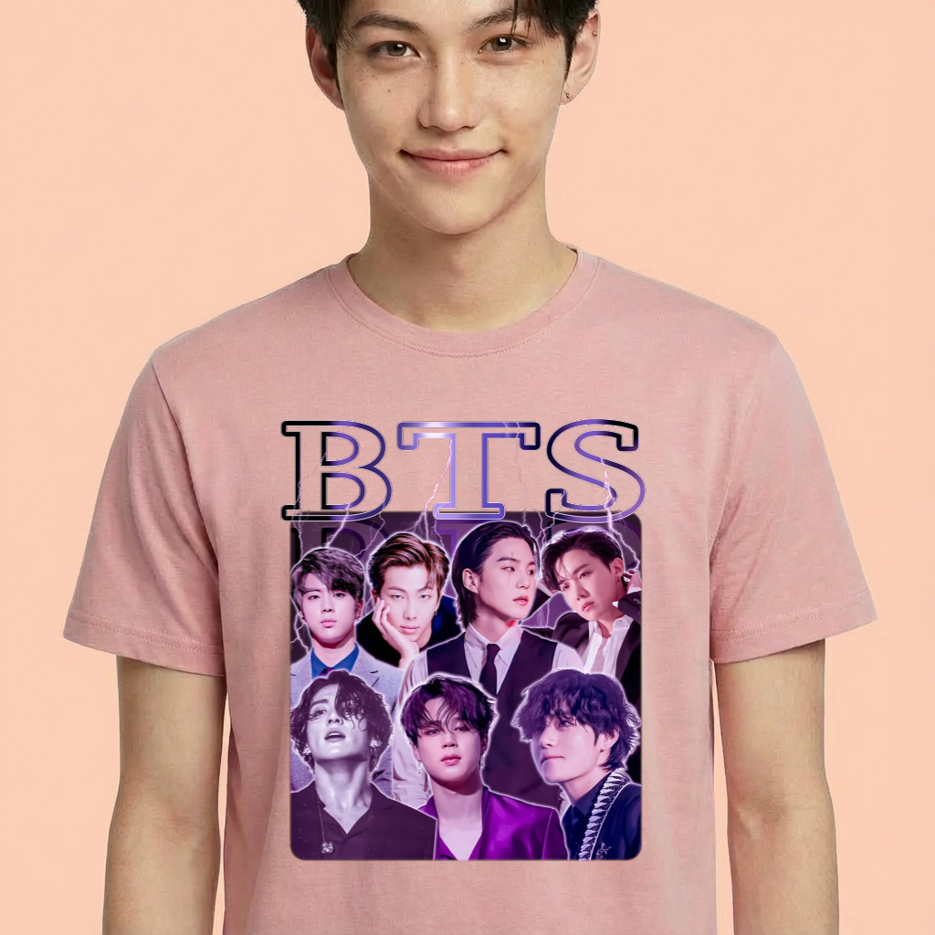 Camiseta camiseta-basica-bts-kpop-merch - Rosa