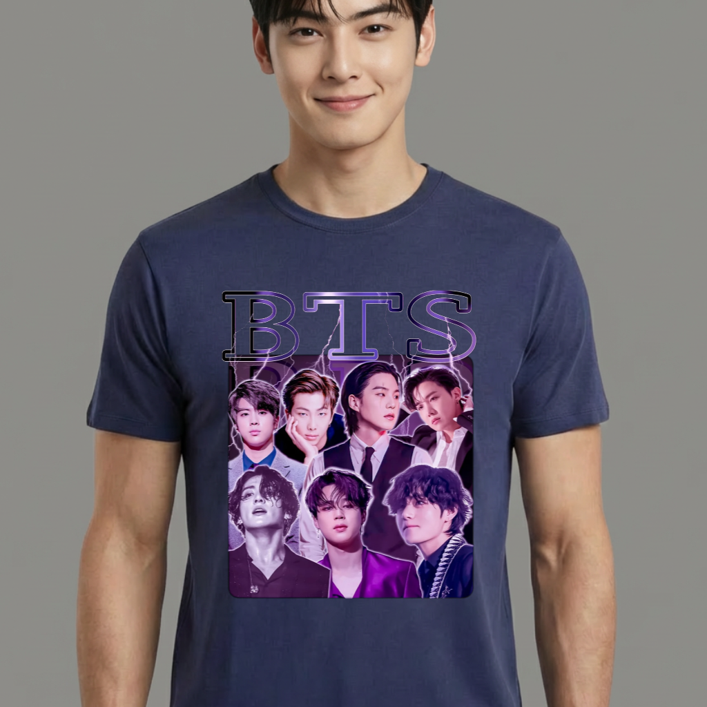 Camiseta BTS Kpop Merch azul