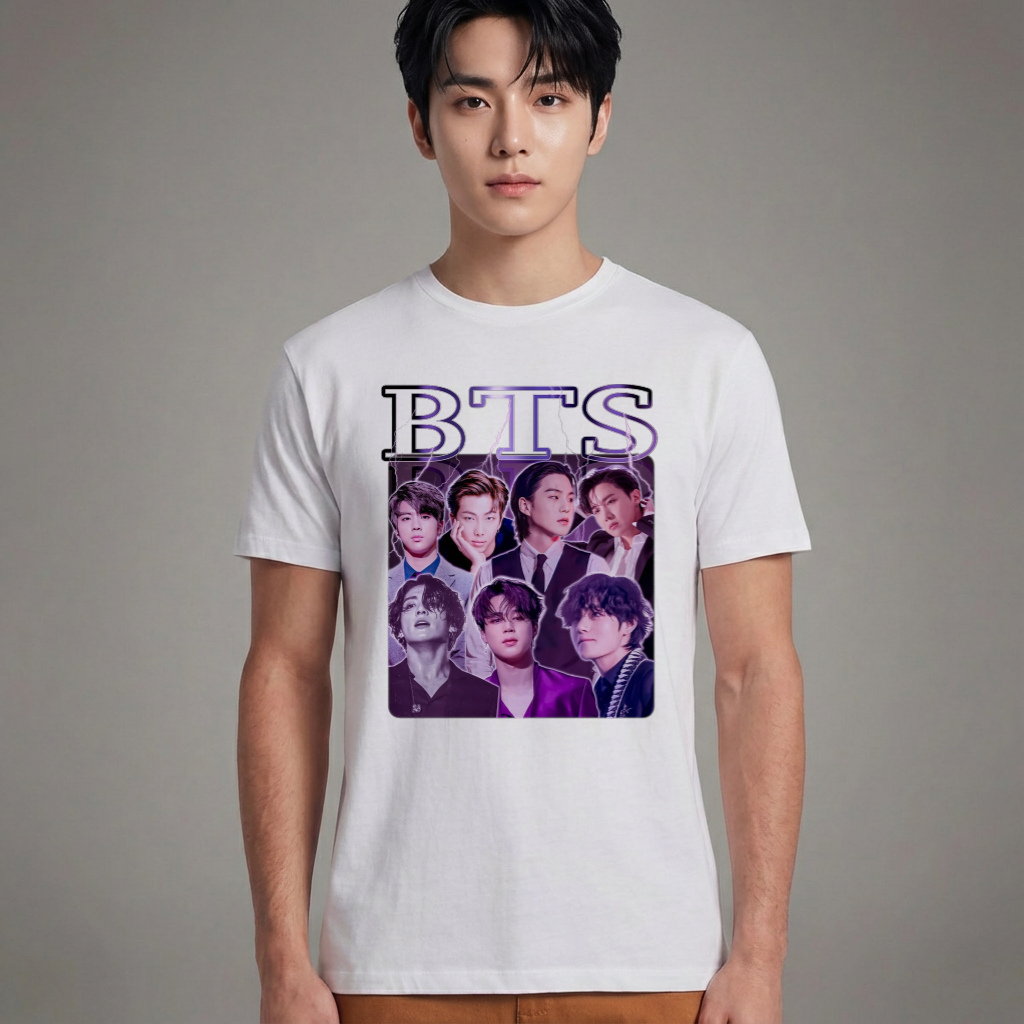Camiseta Básica BTS Kpop Merch - Branca