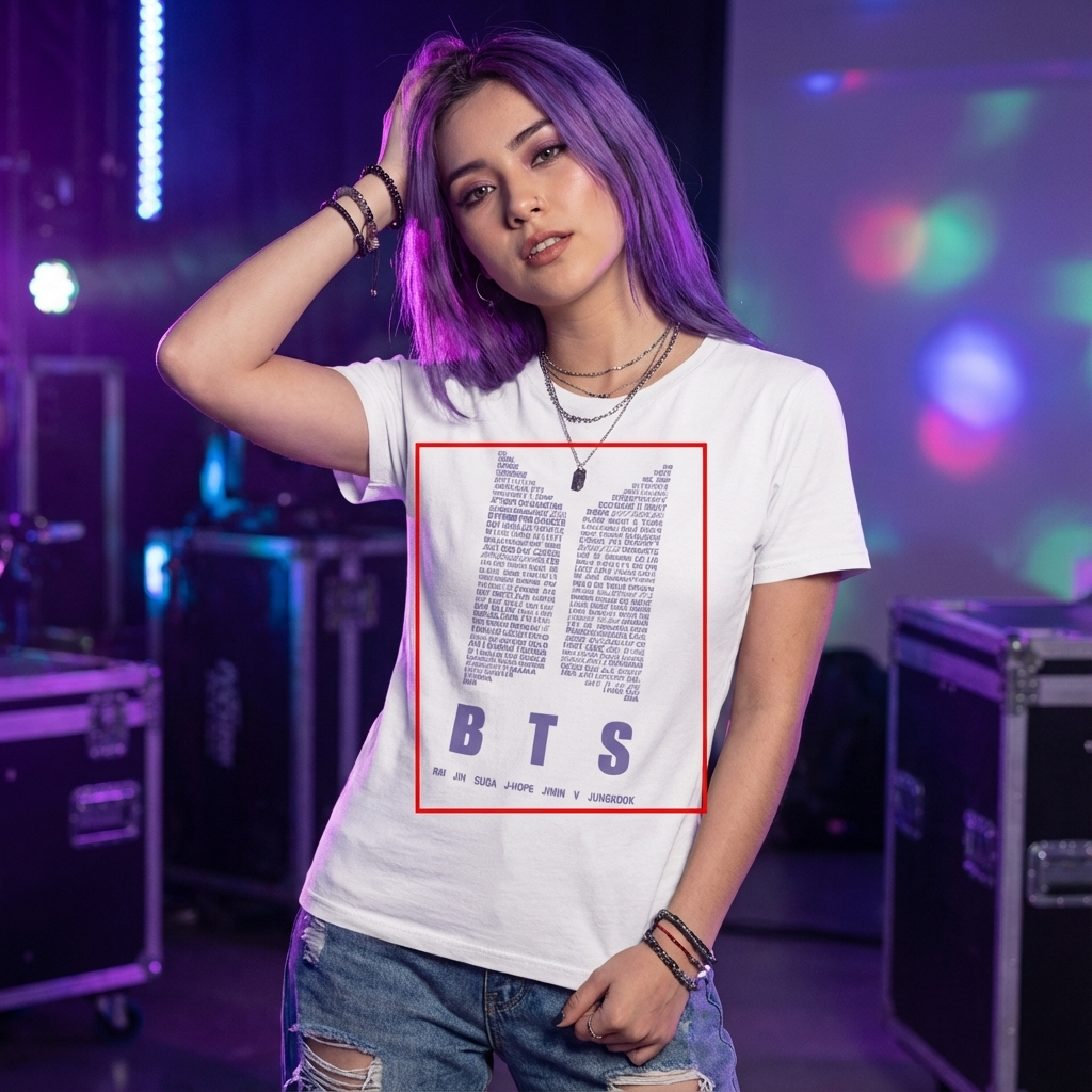 Camiseta Básica BTS Logo Collor - Branca