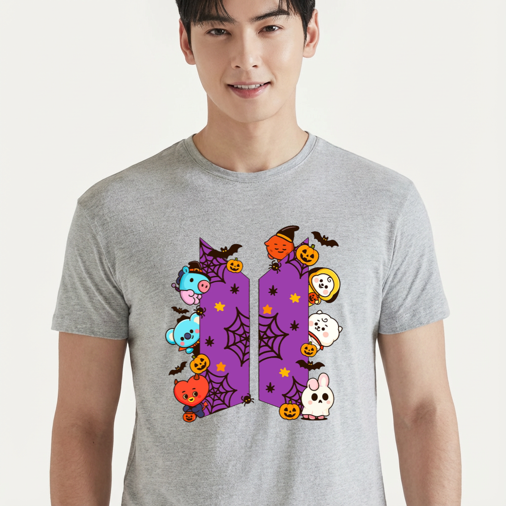 Camiseta camiseta-basica-bts-logo-halloween - Cinza