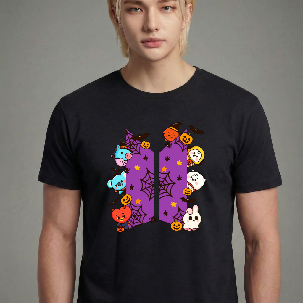 Camiseta BTS Logo Halloween preta