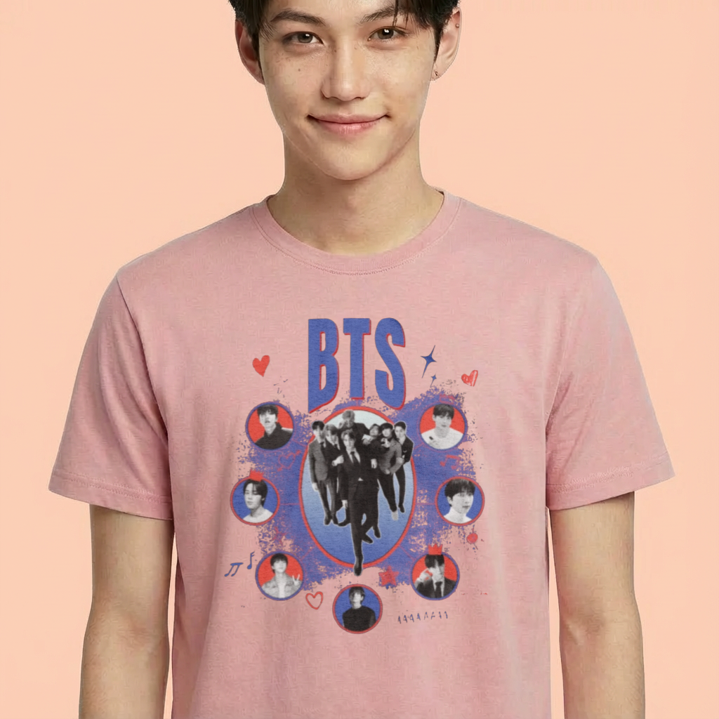 Camiseta BTS Love Collab rosa