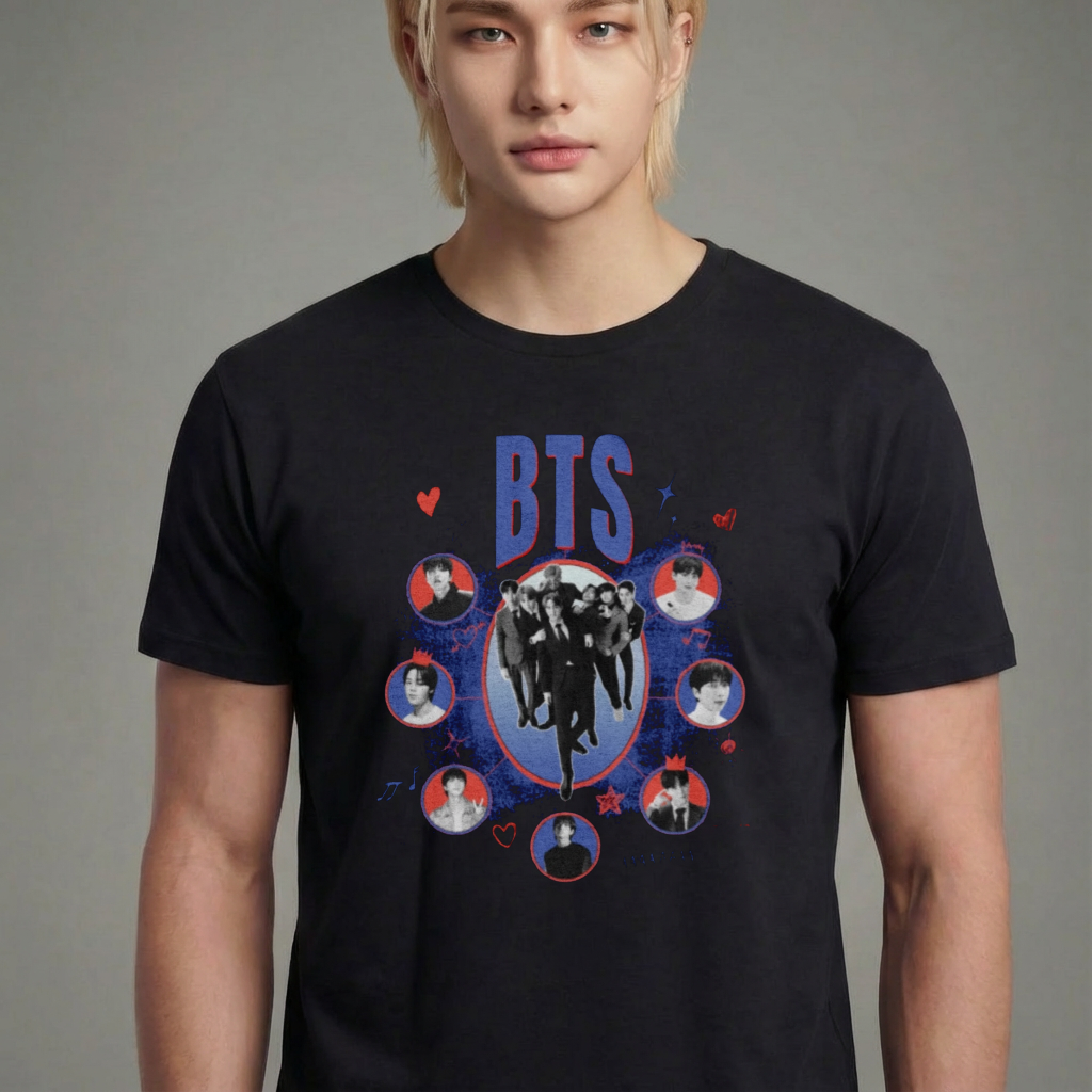 Camiseta camiseta-basica-bts-love-collab - Preta