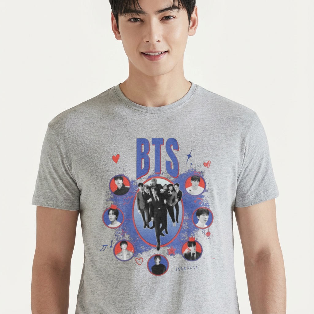 Camiseta BTS Love Collab cinza