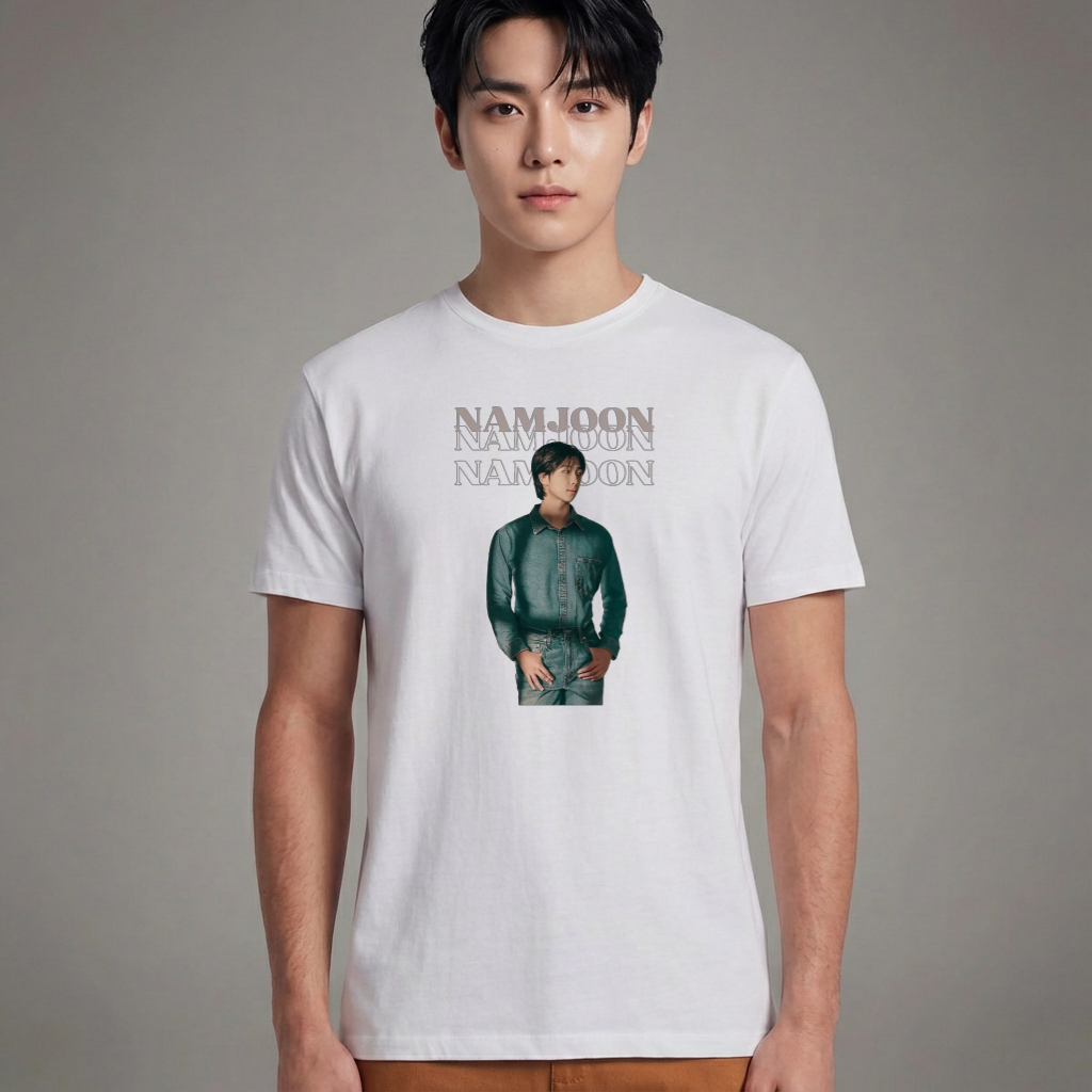 Camiseta Básica BTS Namjoon Photo - Branca