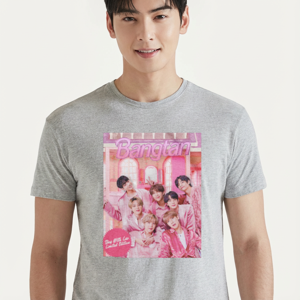 Camiseta BTS Pink Boys cinza