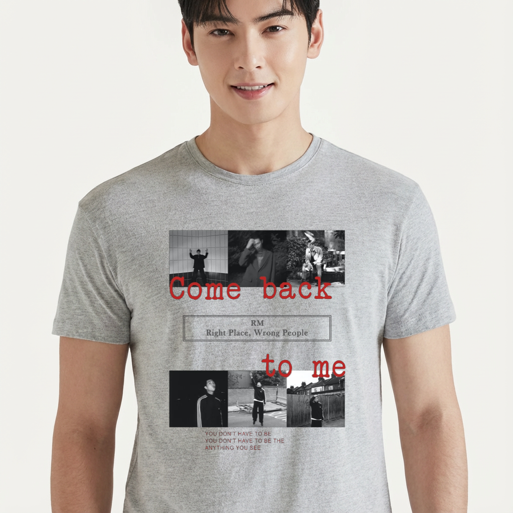 Camiseta BTS RM Collab Music cinza