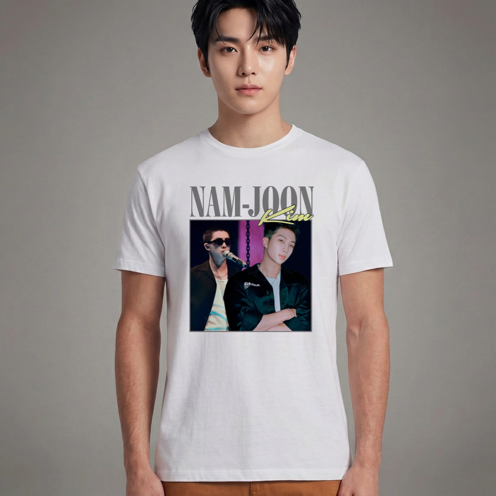 Camiseta Básica BTS RM Digital - Branca