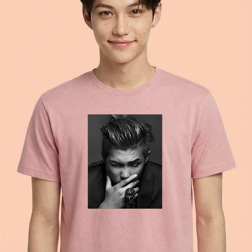 Camiseta camiseta-basica-bts-rm-photo-p-b - Rosa