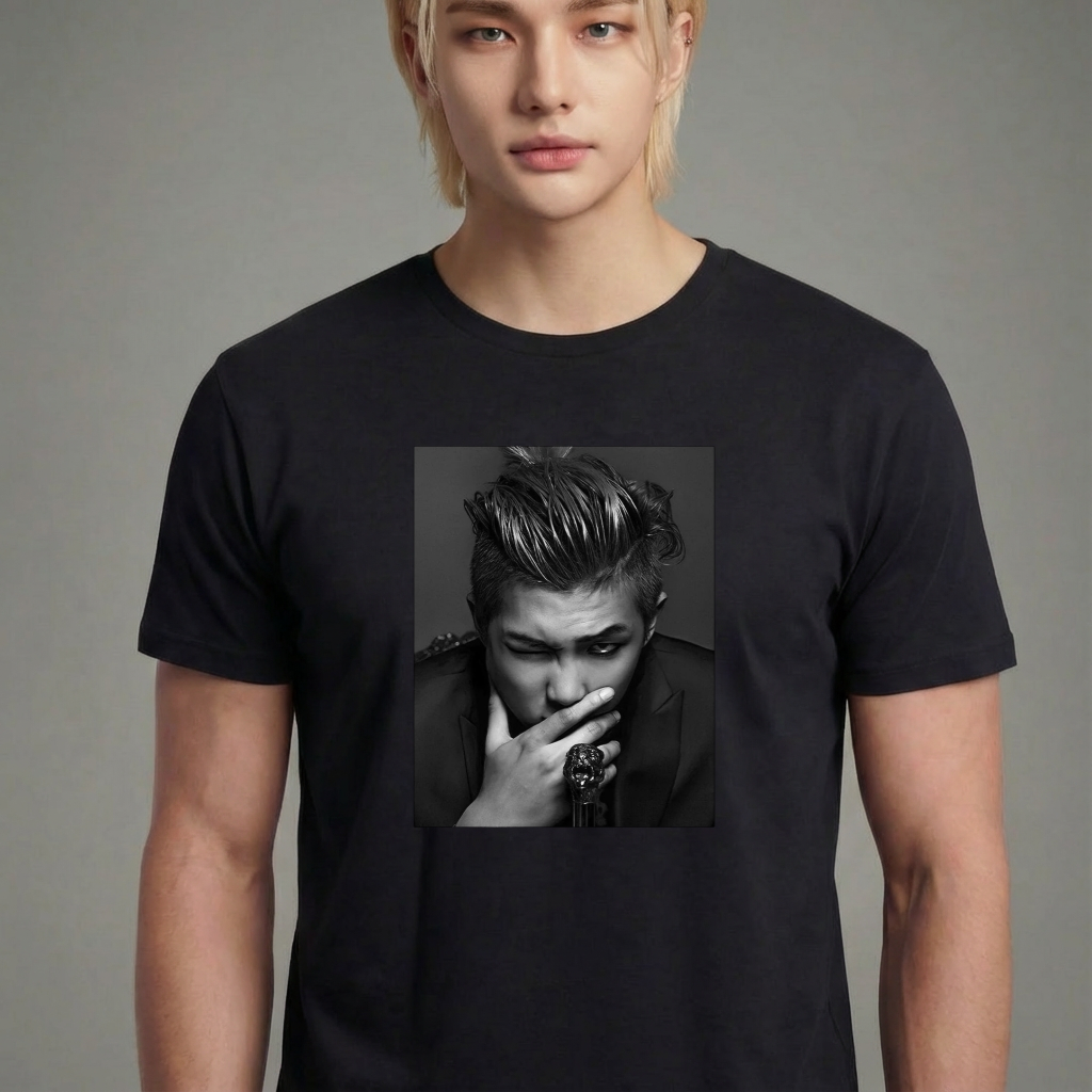 Camiseta BTS RM Photo P&b preta