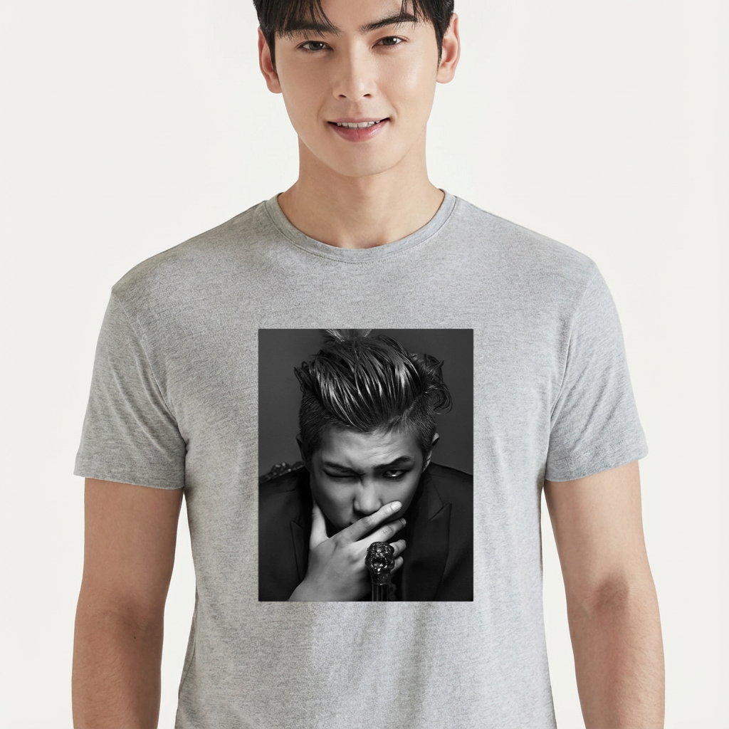 Camiseta camiseta-basica-bts-rm-photo-p-b - Cinza