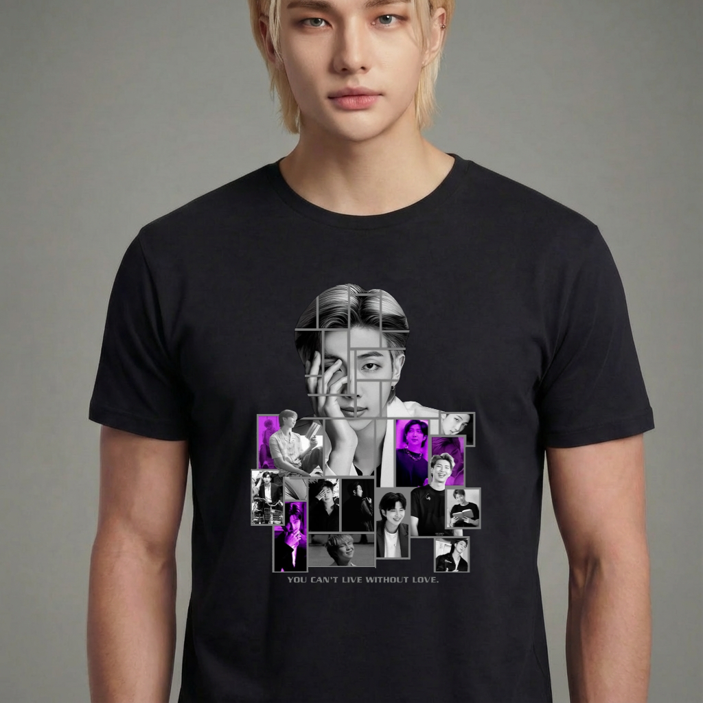 Camiseta camiseta-basica-bts-rm-y-c-l-w-l - Preta