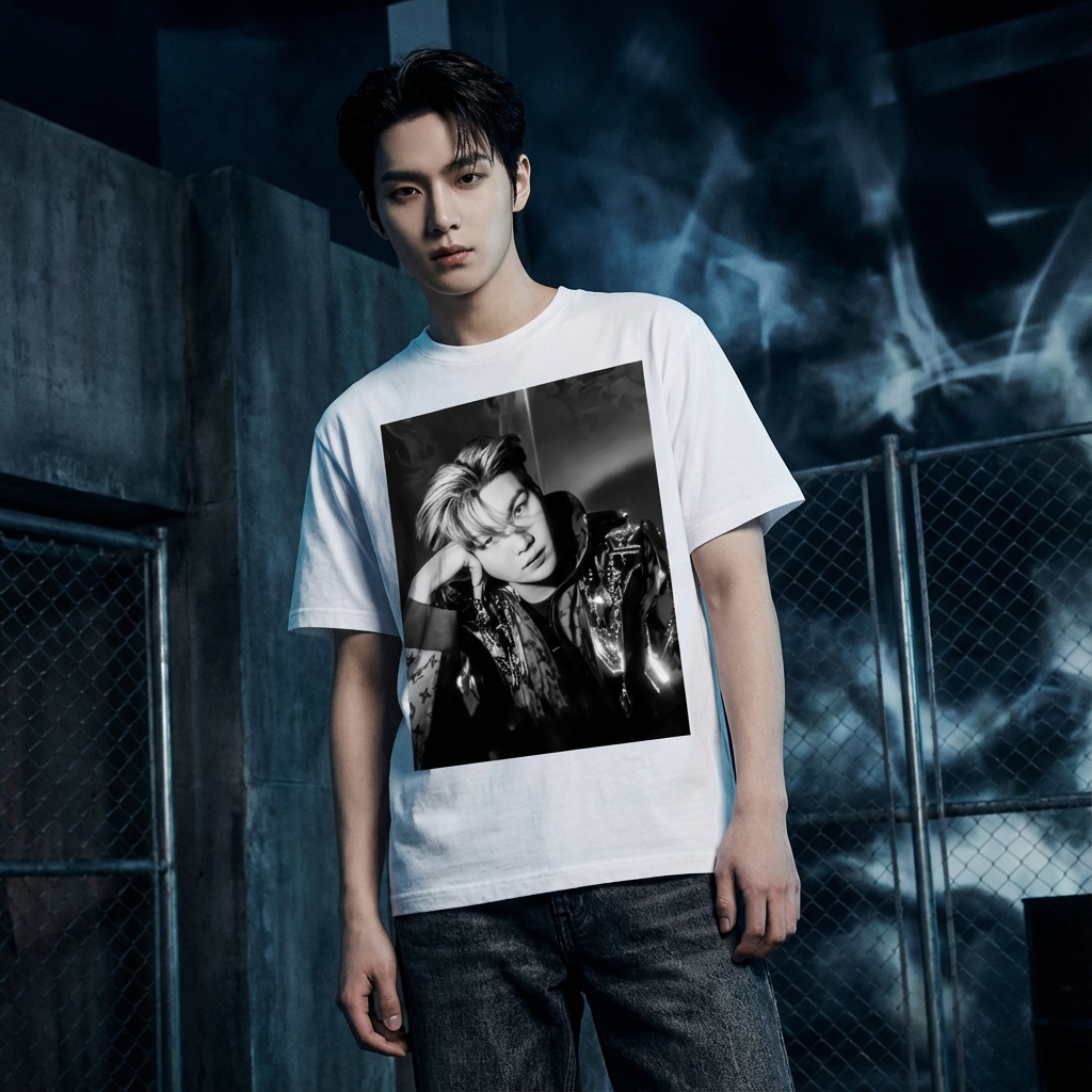 Camiseta Básica BTS Suga Graphic - Branca