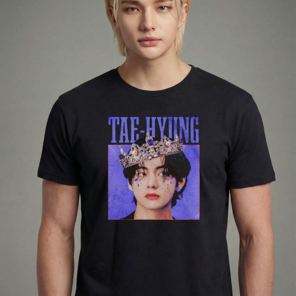 Camiseta camiseta-basica-bts-tae-hyung-graphic-vintage - Preta